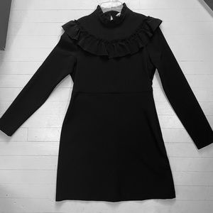 H&M long sleeved mini dress size 8 black